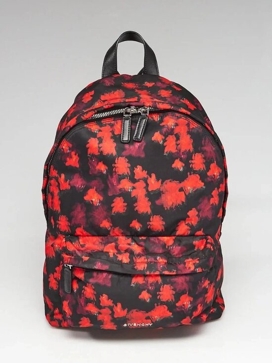 Givenchy Black/Red Floral Print Nylon Backpack Bag main image 6